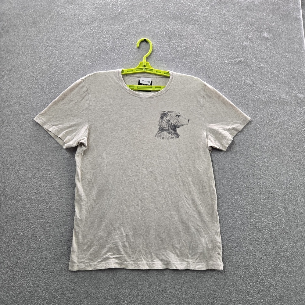 Abercrombie & Fitch Men Shirt M Gray Bear Y2K Short Sleeve Logo READ